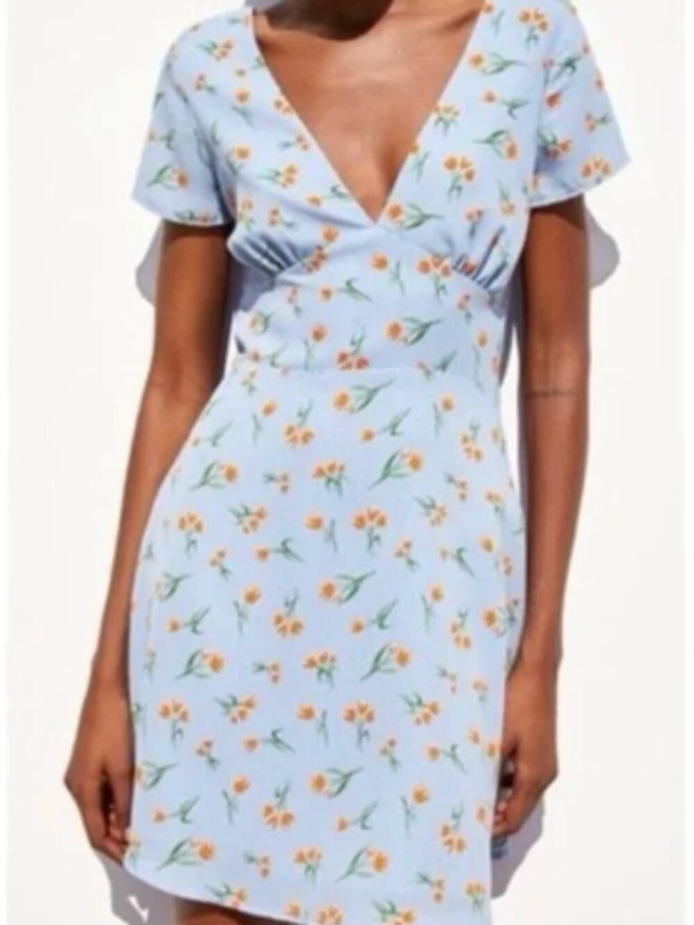 NWT Zara blue and orange tulip dress